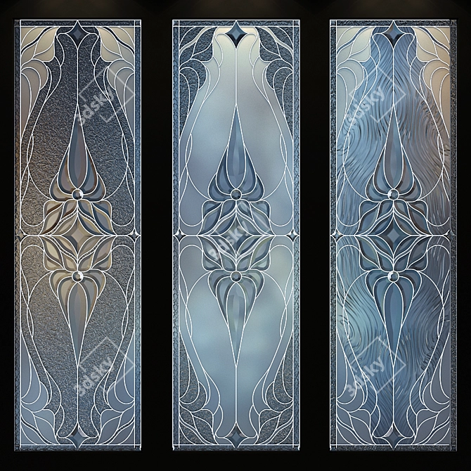 Elegant Stained Glass Window - 500x1700mm 3D model image 2