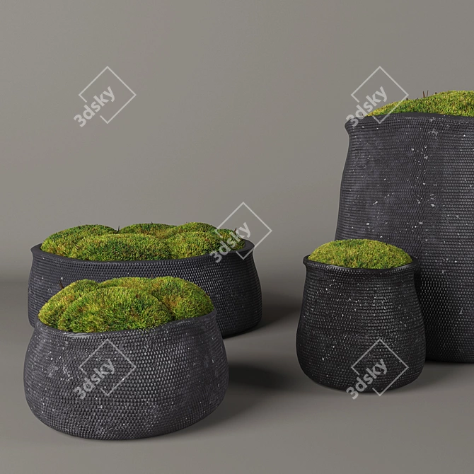 RH Crosshatch Concrete Vases 3D model image 2