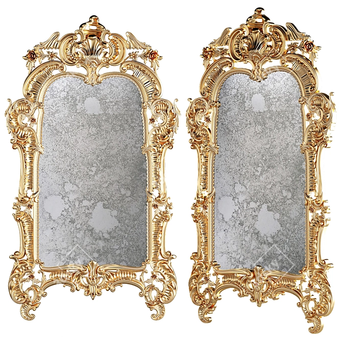 Elegant Antique-style Mirror 3D model image 1