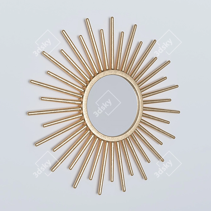 Golden Sunburst Mirror 3D model image 2