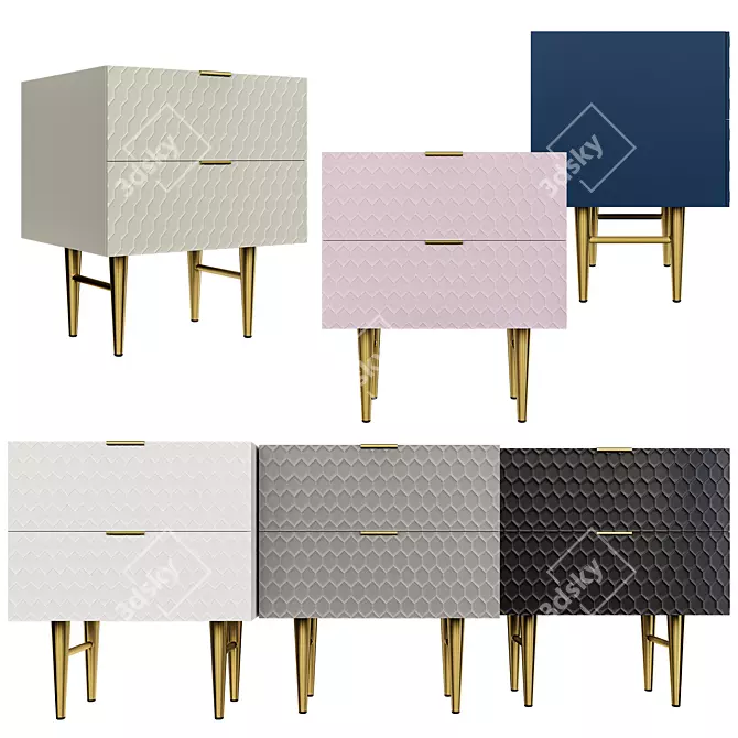 Retro Chic: Audrey Nightstand 3D model image 1