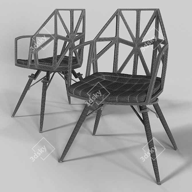 Versatile Web Chair: Aesthetic Blend of Aluminum, Wood, Eco-Fiber, and Eco-Leather 3D model image 3