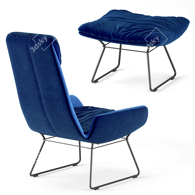 Sleek and Comfortable Amelie Lounge Chair 3D model image 2