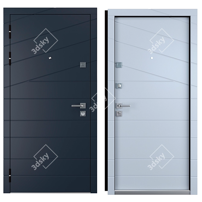 Modern Steel Entrance Door (Zimen) 3D model image 3