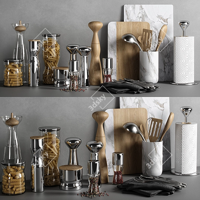 Modern Kitchen Decor Set 3D model image 1