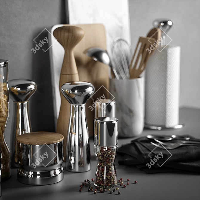 Modern Kitchen Decor Set 3D model image 5