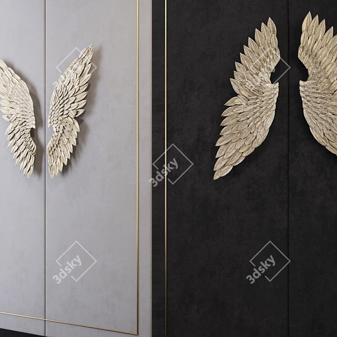 Angel Wings Metal Wall Decor 3D model image 2