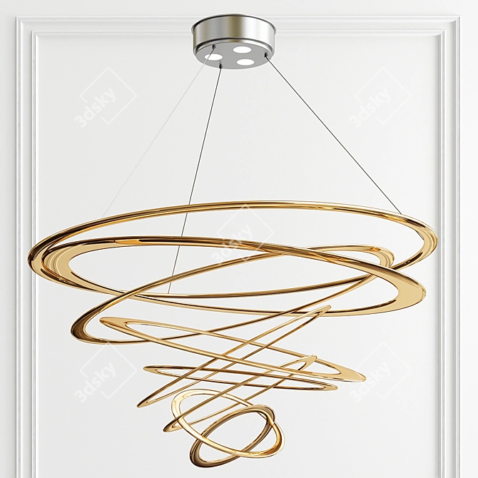 Elegant Gold Loop Pendant Light 3D model image 1