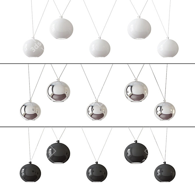 Giallo 5-Light Chrome Pendant 3D model image 2
