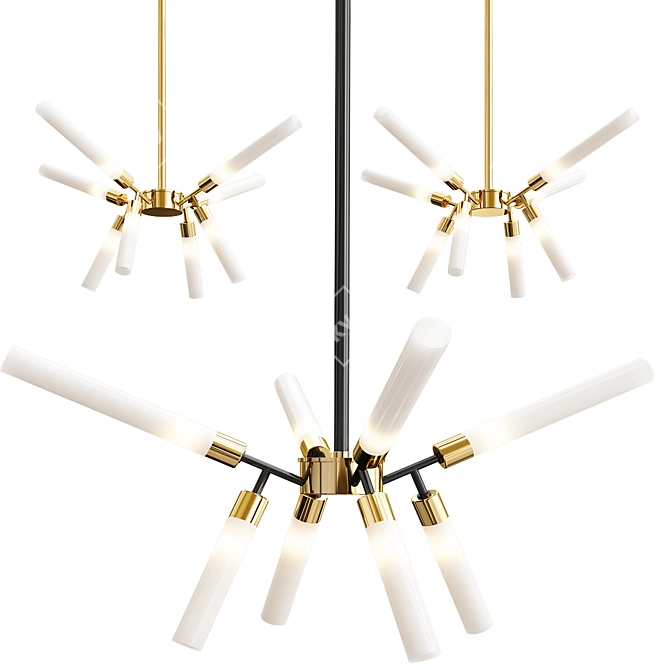Elegant Glass Fluted Chandelier 3D model image 1