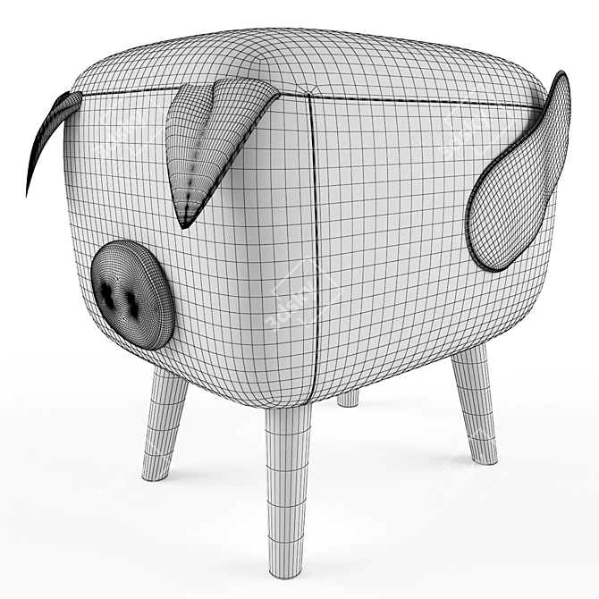 Title: Plush Piggy Ottoman 3D model image 3