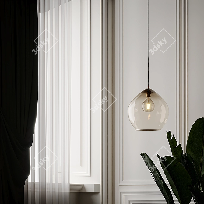 Elegant Glass Pendant Light 3D model image 3