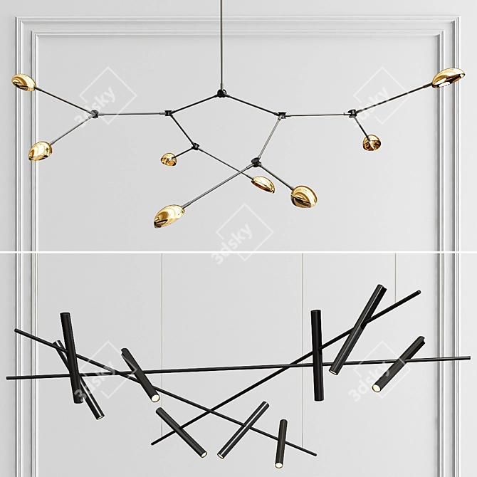 Luxury Chandelier Collection - 3 Choices 3D model image 2