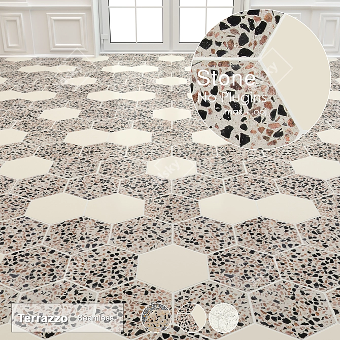 Sleek Terrazzo Stone Collection 3D model image 2