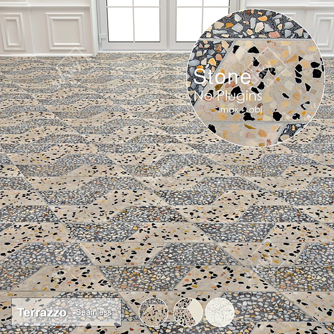 Sleek Terrazzo Stone Collection 3D model image 3