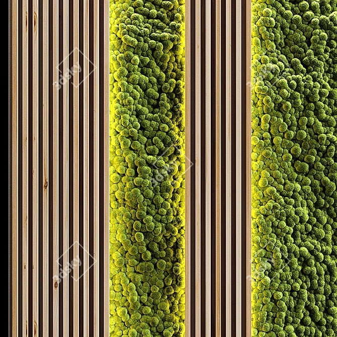 Title: Moss and Wood: Vertical Garden Planks 3D model image 2