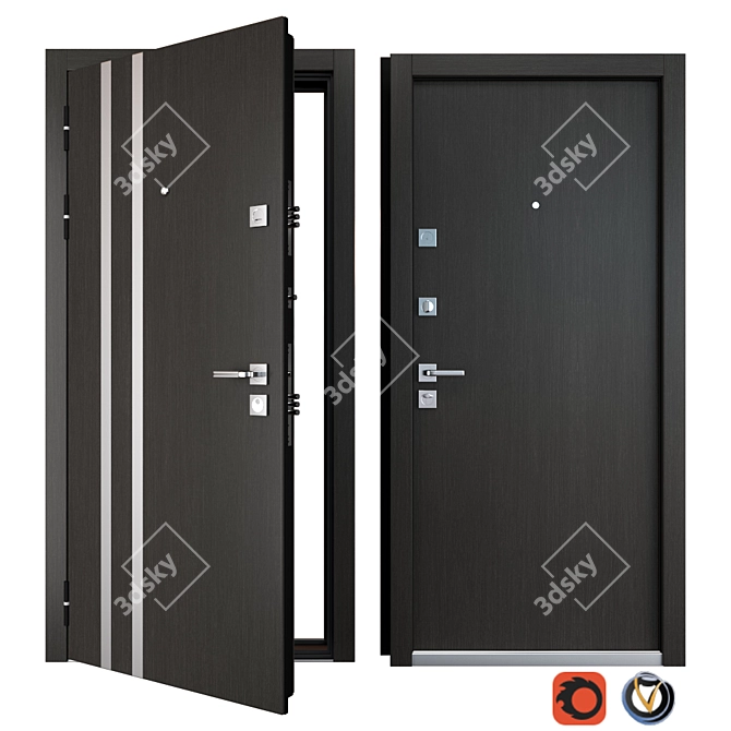 Durable Entrance Metal Door | Parallel (Zimen) 3D model image 1