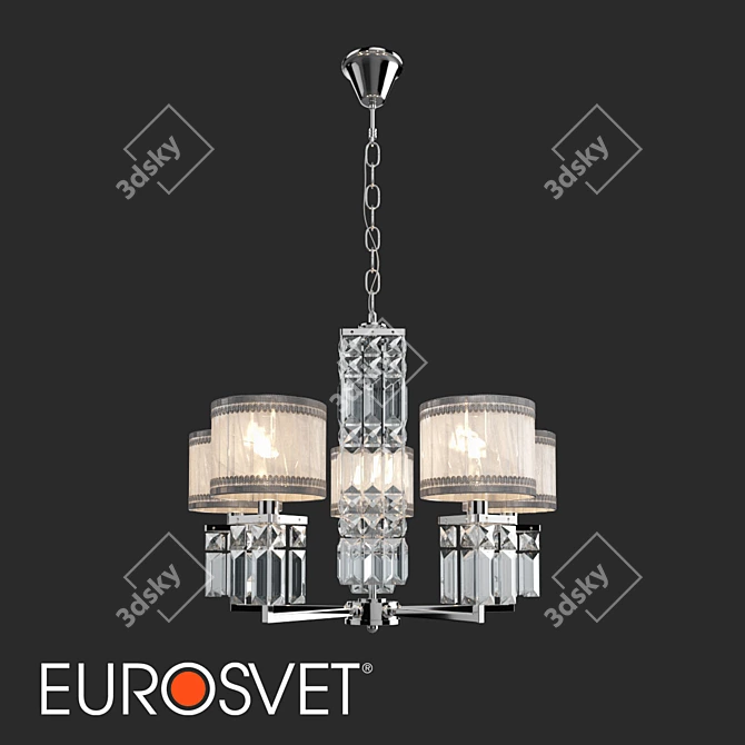 Zaffiro Crystal Pendant Chandelier - Chrome Luxury 3D model image 2