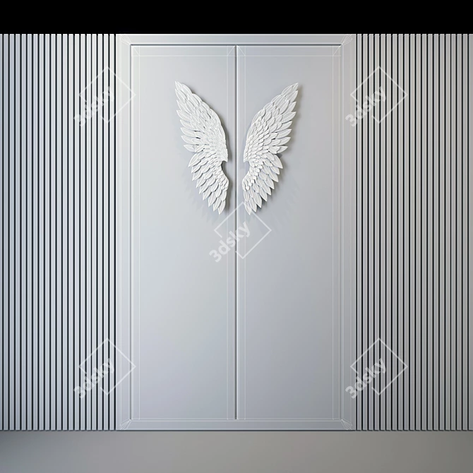  Angel Wings Metal Wall Decor 3D model image 3