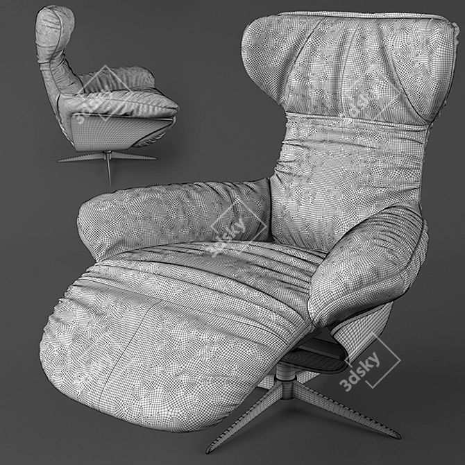 Natuzzi Ilia Armchair: Black Leather, Brown Velvet, Grey Velvet 3D model image 3