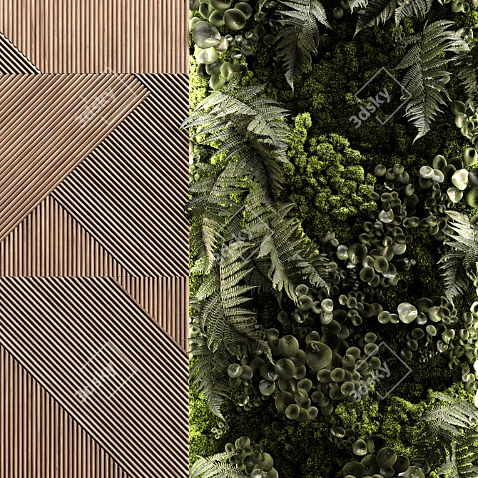 Wooden Panel & Vertical Garden Kit 3D model image 2