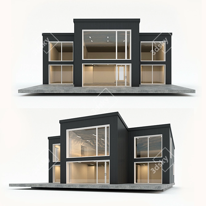 Two-Storey Prefab Villa: Modern Minimalist Home 3D model image 1