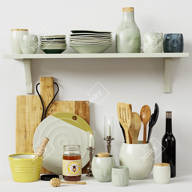 Elegant Kitchen Decor Set 3D model image 1