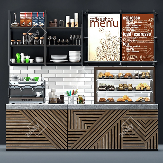 Title: 3D Coffee Shop Model Kit 3D model image 4