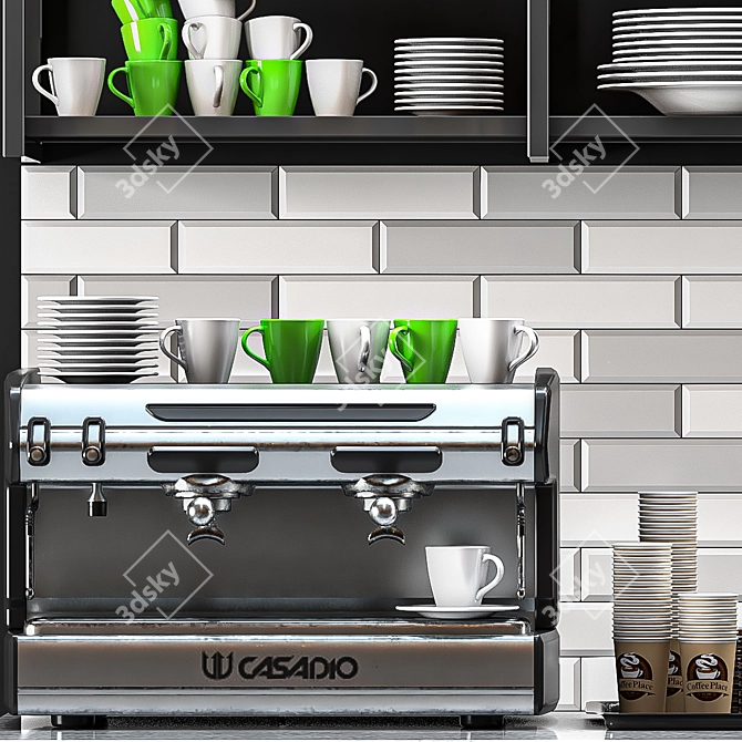 Title: 3D Coffee Shop Model Kit 3D model image 10