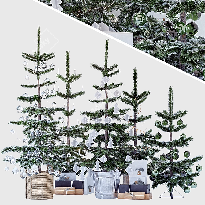 Scandi Christmas Tree Set 3D model image 1