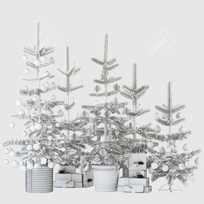 Scandi Christmas Tree Set 3D model image 3