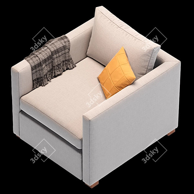 Belgian Classic Shelter Arm Armchair 3D model image 2