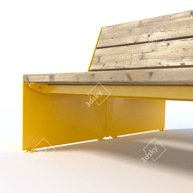 Nordic Pine Steel Bench 3D model image 2