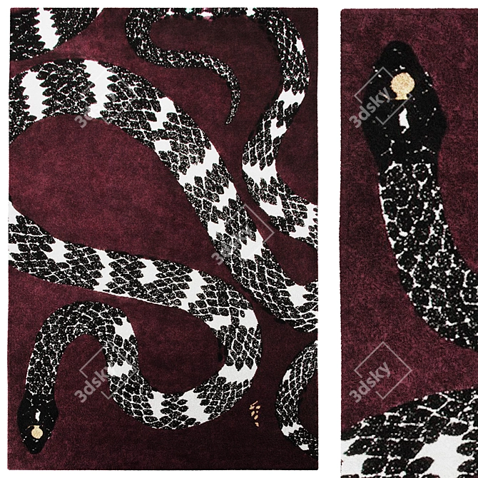 Sleek Serpent 8ft Rug 3D model image 1