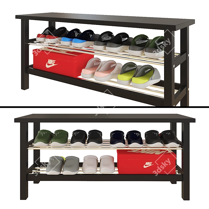 IKEA Tjusig Bench: Chic Shoe Storage Solution 3D model image 2