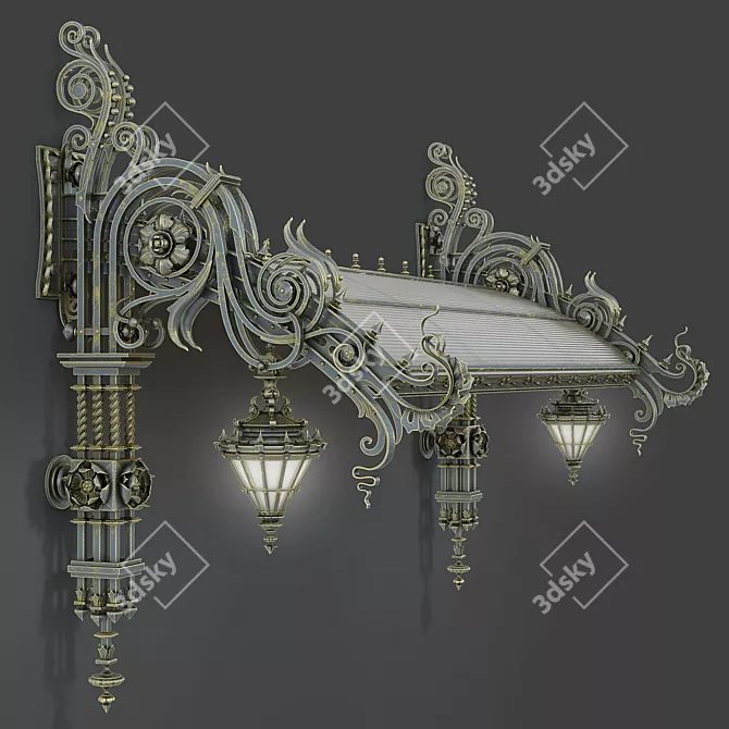 Title: Elegant Forged Visor for Stylish Porch Protection 3D model image 1