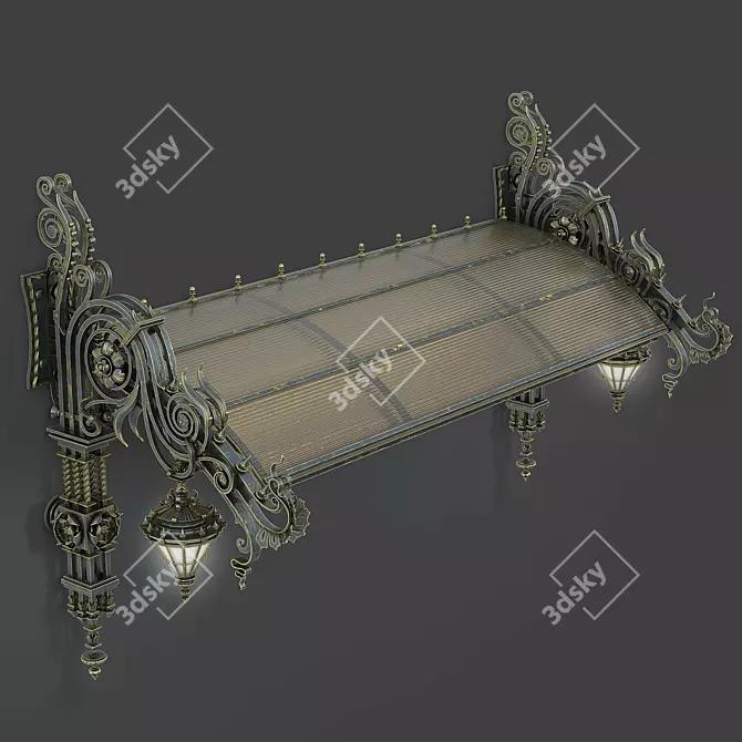 Title: Elegant Forged Visor for Stylish Porch Protection 3D model image 2