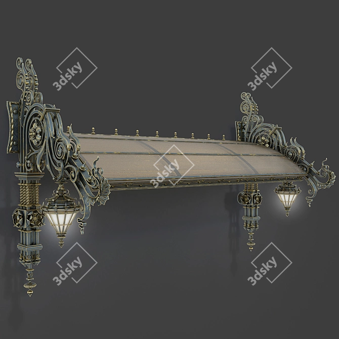 Title: Elegant Forged Visor for Stylish Porch Protection 3D model image 5