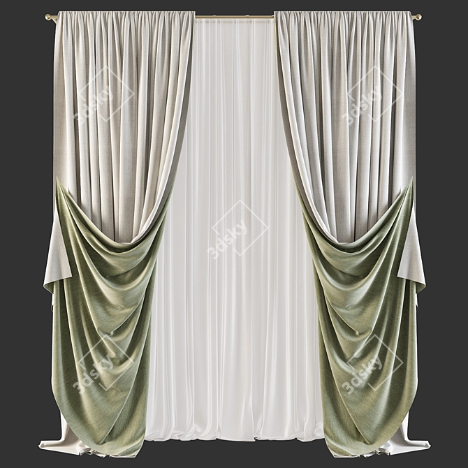 Refined Curtain Design 3D model image 1