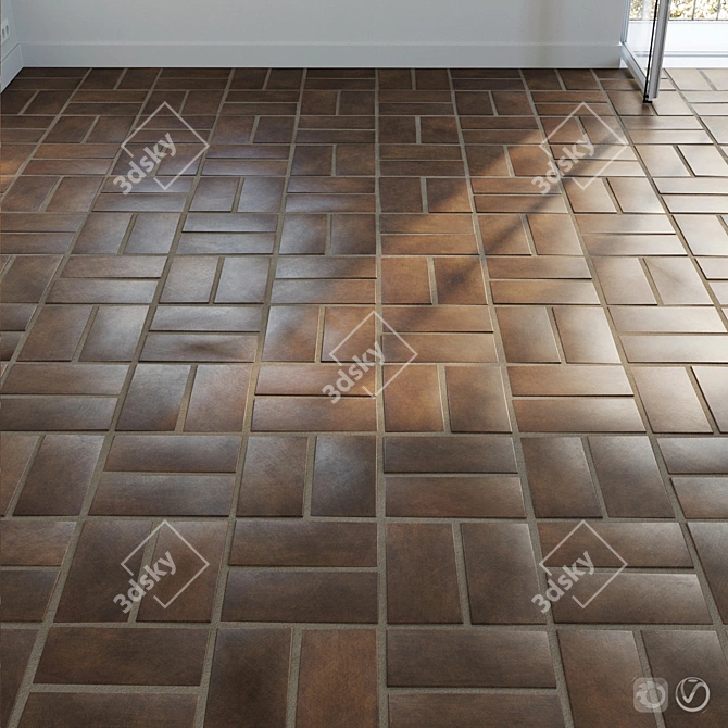 Title: Dark Terracotta Ceramic Tile Set 3D model image 1