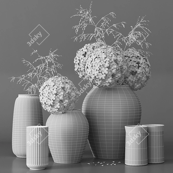 Hydrangea Field Bouquet Set 3D model image 2