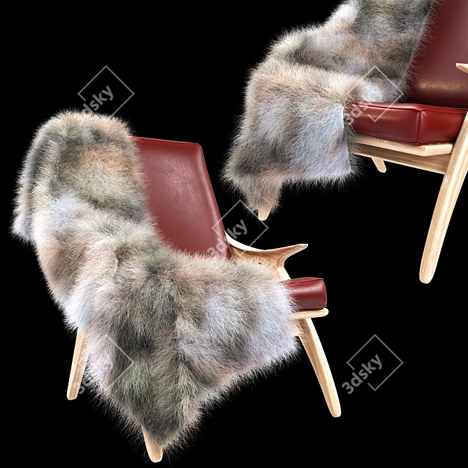 Luxury Fur Accent Armchair 3D model image 1