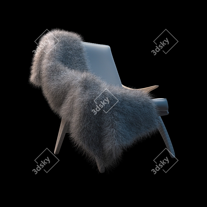 Luxury Fur Accent Armchair 3D model image 3