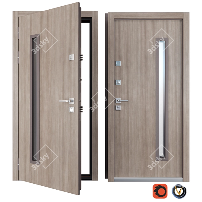 Modern Steel Entrance Door - Rio (Straj) 3D model image 1