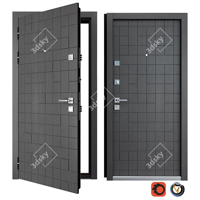 Cascade Plus (Straj) Metal Entrance Door - Premium Quality 3D model image 1