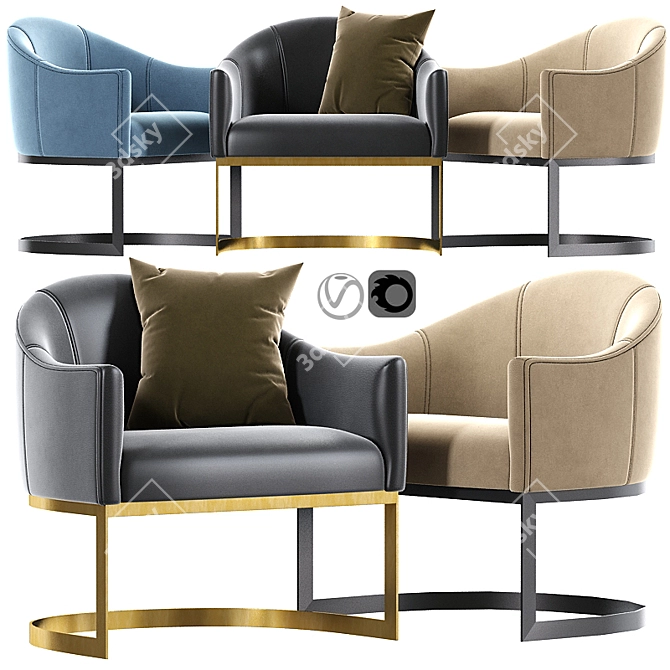 Stylish Jolie Accent Chair - Perfect for Any Space 3D model image 1