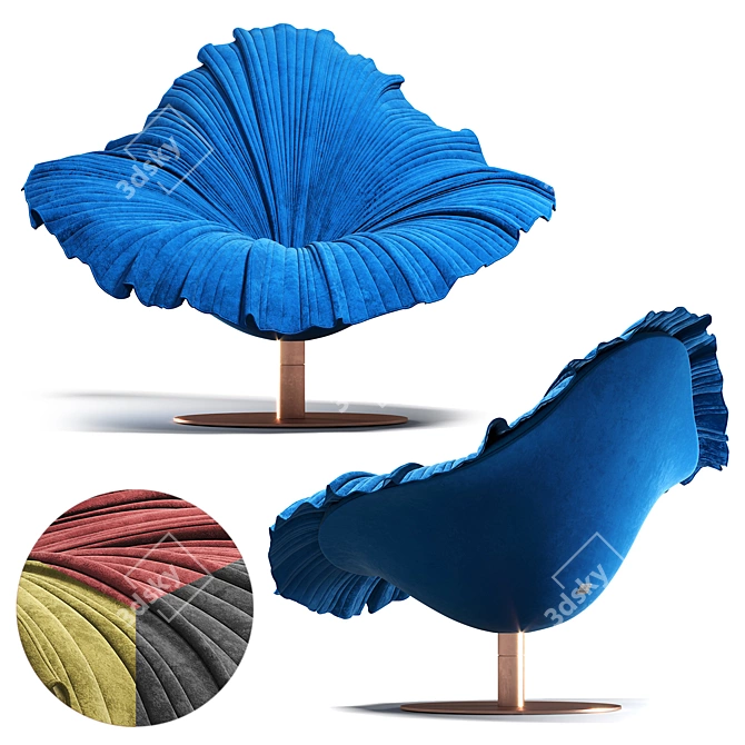 Elegant Bloom Blue Armchair: Kenneth Cobonpue 3D model image 2