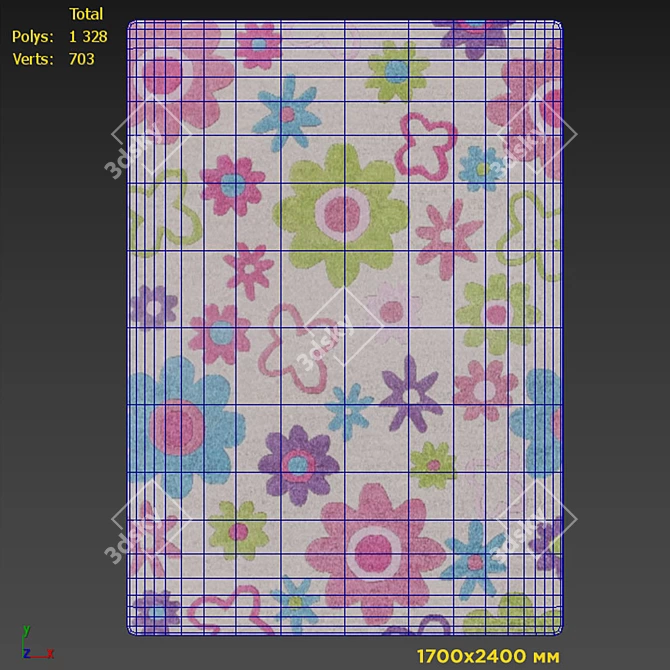 Rainbow Burst Cotton Carpet 3D model image 2