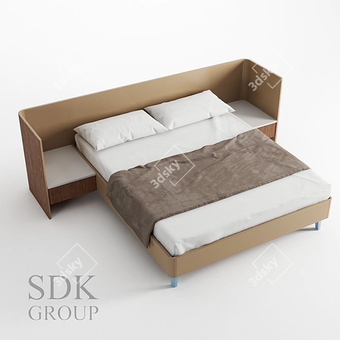 Briotti Double Bed: Elegant and Spacious 3D model image 1