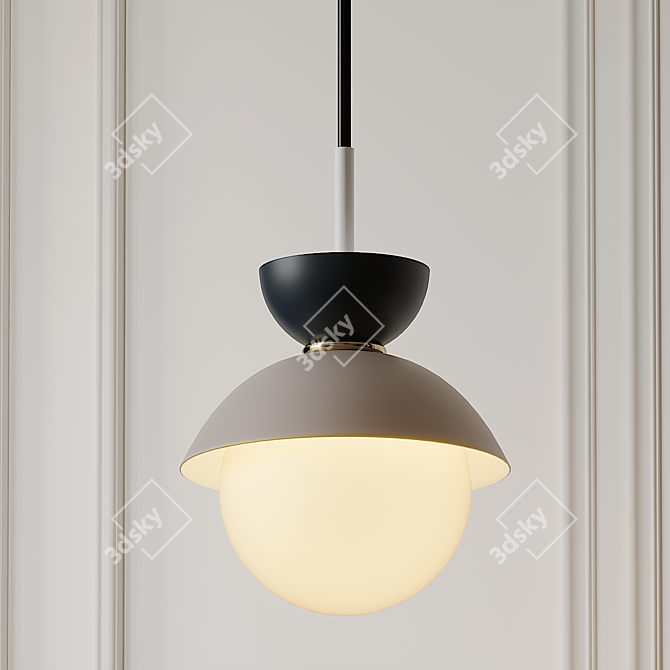 Sleek Metal Pendant Light 3D model image 2